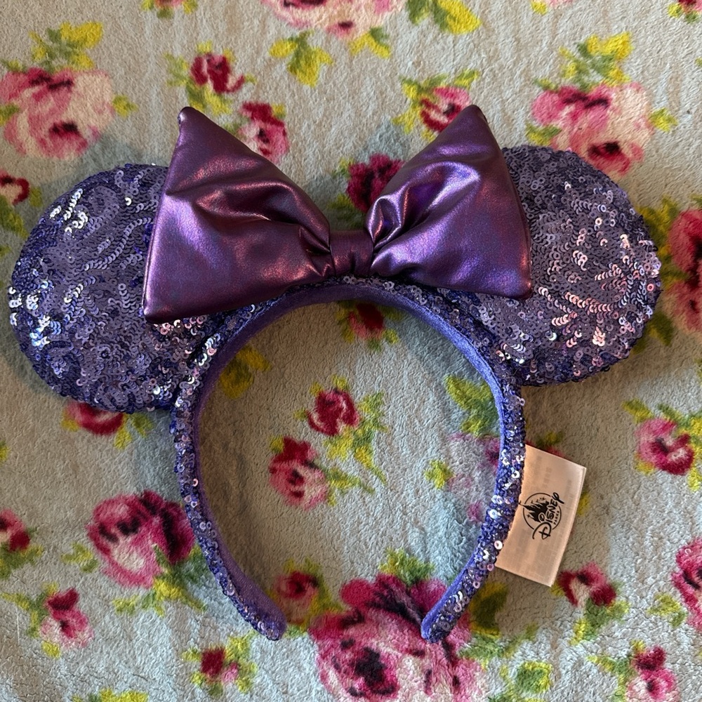 Purple Sequin Minnie Mouse Ears Headband